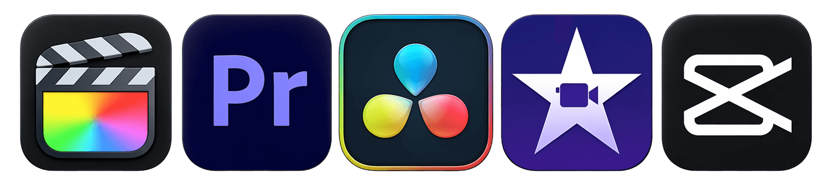 Final Cut Pro, Premiere Pro, DaVinci Resolve, iMovie, and CapCut